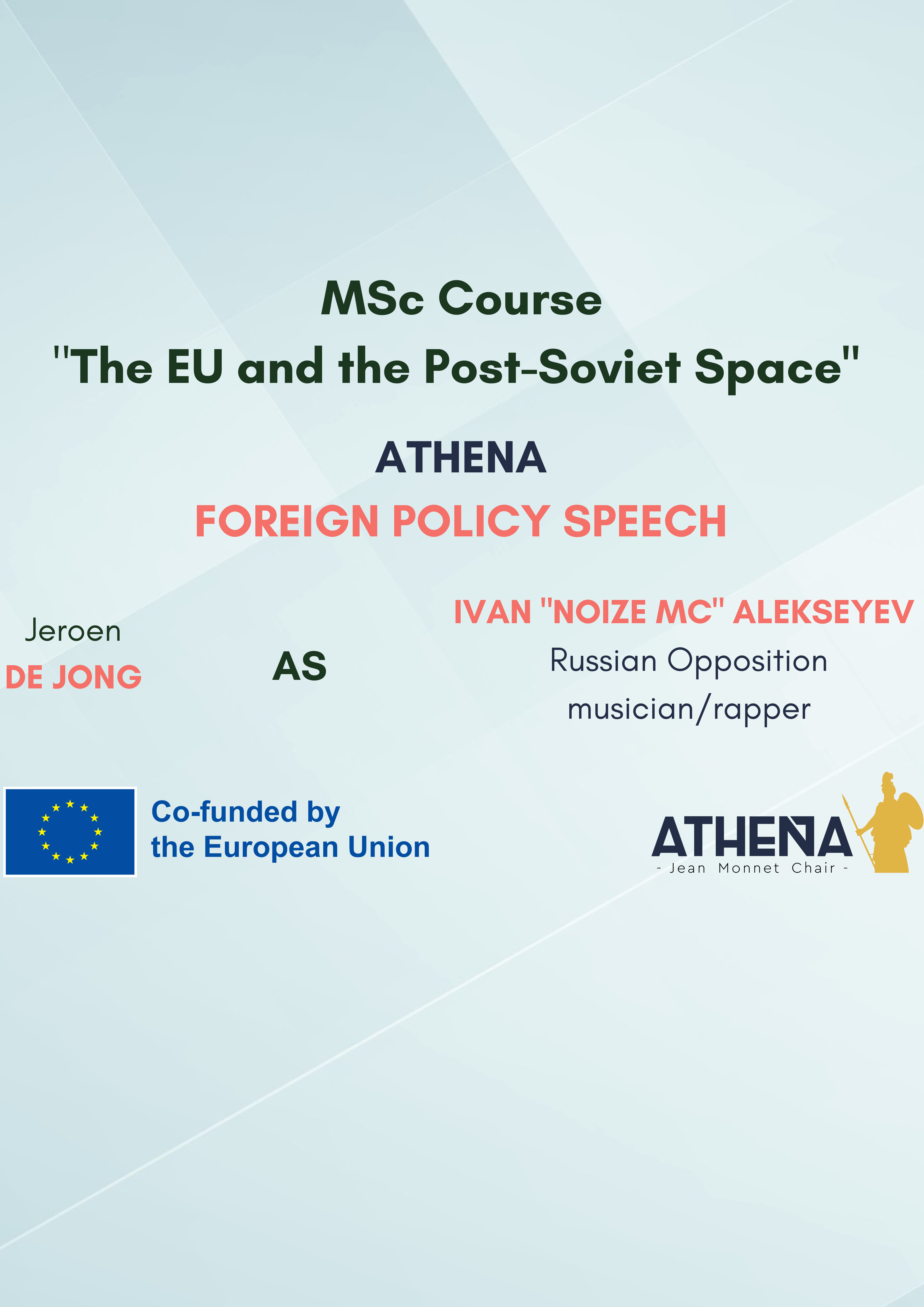 FOREIGN POLICY SPEECH Nº8: JEROEN DE JONG