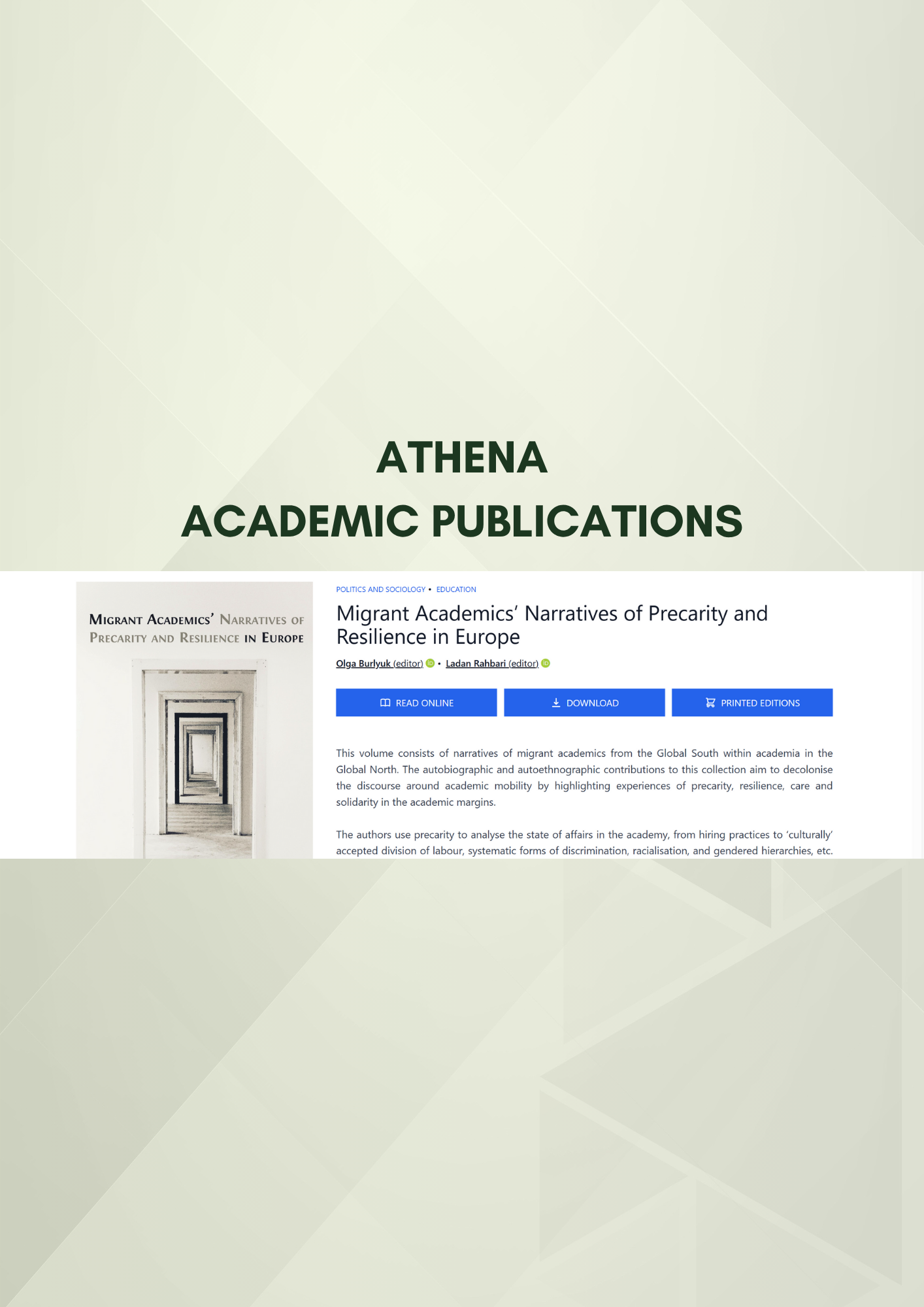 Migrant academics’ narratives of precarity and resilience in Europe