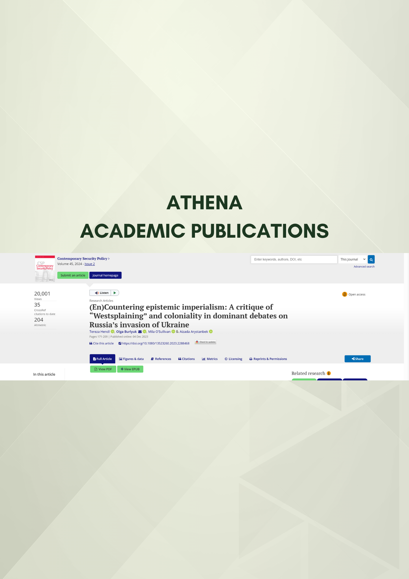 (En)Countering epistemic imperialism: A critique of ‘westsplaining’ and coloniality in dominant debates on Russia’s invasion of Ukraine