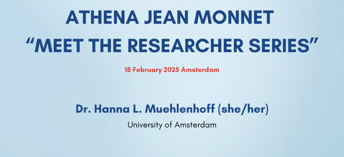 ATHENA Meet the Researcher Series: Dr. Hanna L. Muehlenhoff